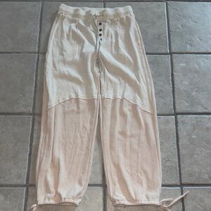 POL Peach and Cream Buttoned Harem Pants- MEDIUM